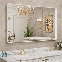 LOAAO 55x36 White Metal Bathroom Mirror