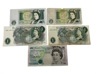 Lot Of 5 Older Bank Of England Banknotes