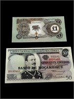 Africa Currency Biafra 1 Pound / Mozambique 50