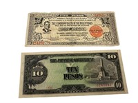 Pair Philippines Government Banknotes