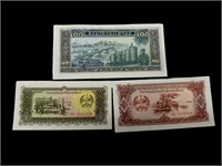 1979 Laos 10 / 20 / 100 Kip Banknotes