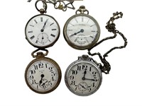 Lot Of 4 Antique Pocket Watches Waltham / Elgin