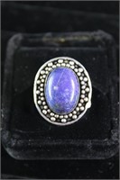 German Silver & Lapis Ring Size  6 NEW