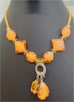 18" safari murano glass beaded necklace