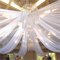 White Chiffon Fabric Drapes 5ft x 10ft (3 panels)