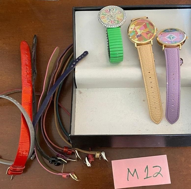 T - LOT OF 3 WATCHES & BANDS (M12)