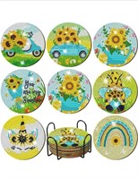 (New) 8 PCS Sunflower Diamond Paintings Coasters