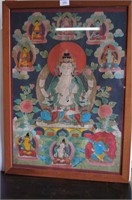 Framed & glazed Tibetan thangka