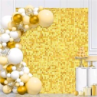 Gold Shimmer Wall Backdrop 24 Panels Sequin Backdr