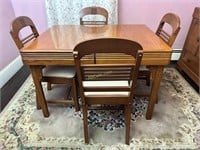 Kuehne Oak Dining Table and 4 Chairs (* One leg