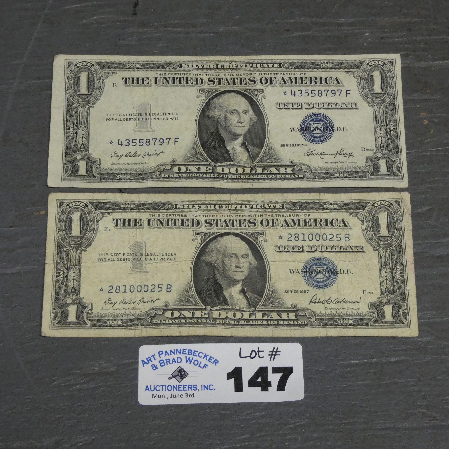 (2) 1935 Star Notes $1 Bills