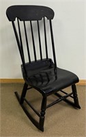 LOVELY EARLY 1800'S BLACK PAINTED PINE ROCKER