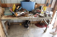 5' Iron Framed Workbench & Contents