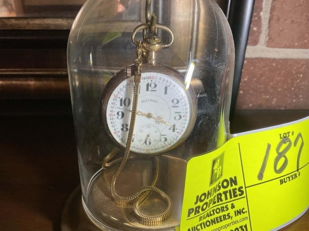 POCKET WATCH WITH DOME DISPLAY CASE, BY ILLINOIS