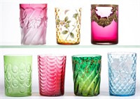 ASSORTED VICTORIAN GLASS TUMBLERS, LOT OF SEVEN,