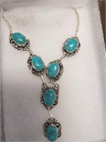 TURQUOISE TYPE NECKLACE MARKED 925