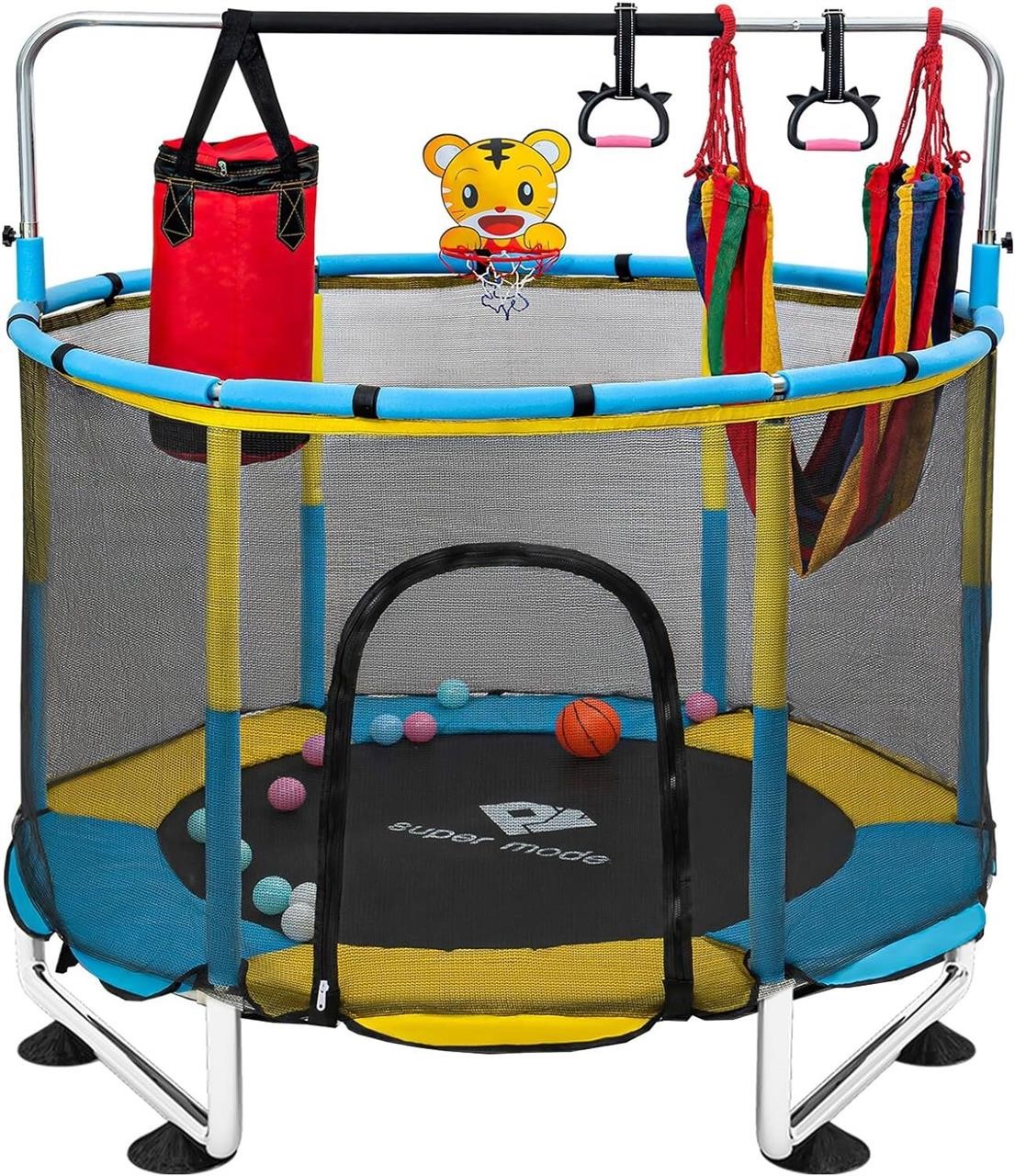 $119  Trampoline for Kids, 5FT Adjustable, with Ne