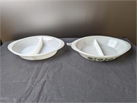 2 Glasbake Divided Dishes
