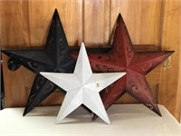 Set Of 3 Red White And Blue Stars