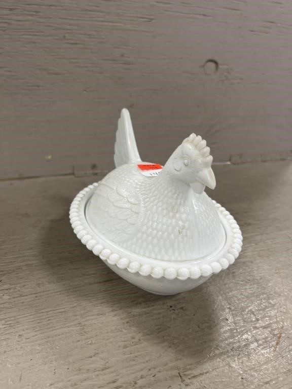 Milk Glass Hen on a Nest