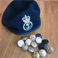 Canadian Navy Buttons, Cadet Beret