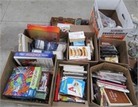 (8) Boxes of Various Games, Cook Books, Office