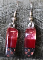 Art Glass Sterling Silver Dangle Earrings