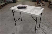 Plastic Folding Table w/Sink Approx 44"x24"x37" &