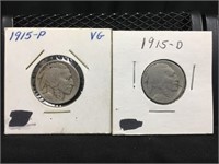 1915 P&D Buffalo Nickels