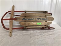 Vintage snow sled wood on metal 37 inches long
