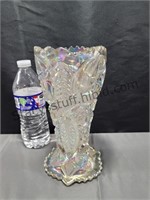 LE Smith Clear Carnival Glass Vase