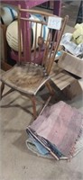Wooden chair and rag rugs