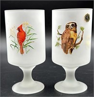 2 Westmorland Satin Compotes Cardinal & Owl