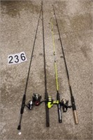 4 Fishing Rods w/ Reels