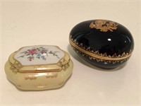 Pair of Limoges Hand Painted Trinket Boxes