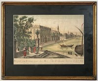 Antique French Hand Colored Vue D' Optique