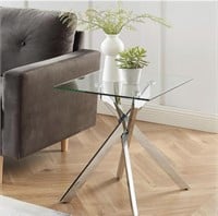 MODERN STYLE SQUARE SIDE TABLE WITH TEMPERED