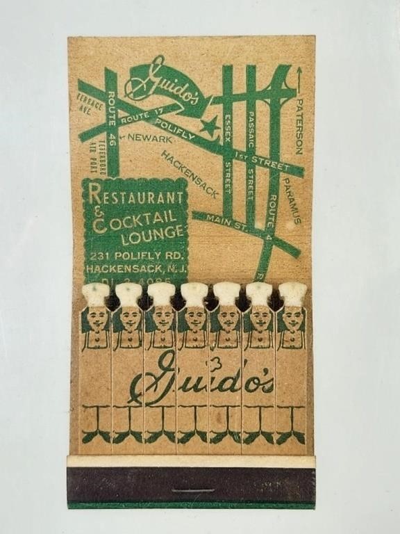 GUIDO'S RESTAURANT ADVERTISING FEATURE MATCHBOOK