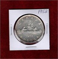CANADA 1952 SILVER DOLLAR AU