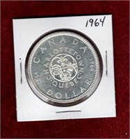CANADA 1964 SILVER DOLLAR AU