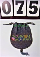 6" x 9" Multi Floral Draw String Fully Beaded Bag