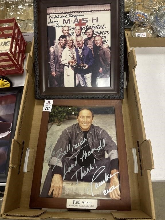 Signed Jamie Farr and Paul Anka pictures