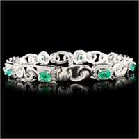 2.18ct Emerald & 1.50ctw Diam Bracelet in 14K Gold