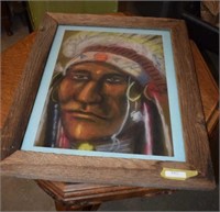 Original Pastel Drawing on Paper of Native