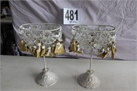 Metal & Faux Crystal Candle Holder
