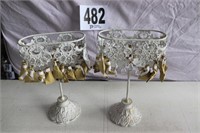 Metal & Faux Crystal Candle Holder