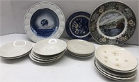 Grouping of miscellaneous plates boat on ocean,