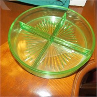 Divided Dish-Green Depression Glass
