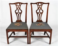 Pair of Chippendale Period Mahogany Side Chairs