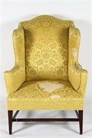 18th C. Hepplewhite Mahogany/Pine Wing Back Chair